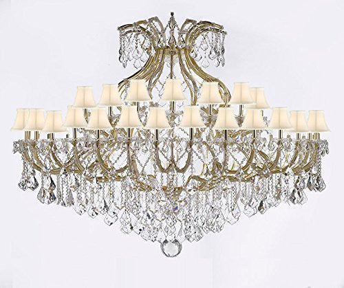 Maria Theresa Empress Crystal (Tm) Chandelier Lighting H 48" W 72" With White Shades - Cjd-Sc/Whiteshade/B62/Cg/2181/72