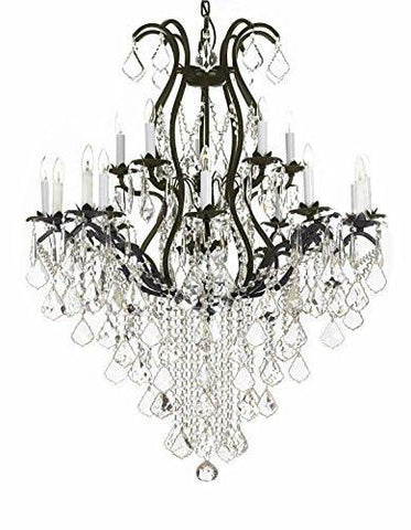Wrought Iron Chandelier Crystal Chandeliers Lighting H50" X W36" Great For Dining Room Entryway / Foyer Or Living Room - A500-B12/3034/10+5