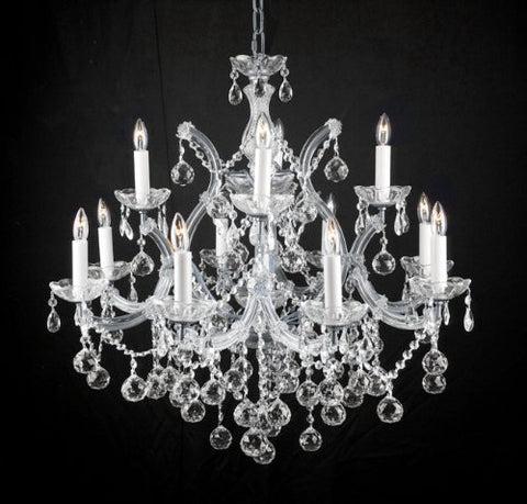 New Lighting Chandelier W/ Crystal Balls 28 X 30 - A83-Silver/Balls/21532/12+1