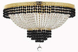 Set of 2-1 French Empire Crystal Chandelier Lighting Trimmed w/Jet Black Crystal! H36" X W30" and 1 Flush French Empire Crystal Chandelier Trimmed with Jet Black Crystal! H18" X W24" - B79/CG/870/14 + B79/CG/FLUSH/870/9