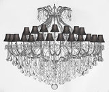 Maria Theresa Crystal Chandelier With Shades H 60" W 72" Trimmed With Spectratm Crystal - Reliable Crystal Quality By Swarovski - Cjd-Sc/Blackshade/Cs/2181/72Sw