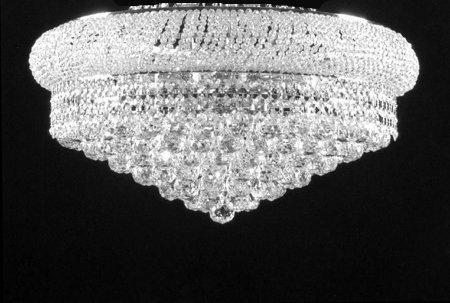 Swarovski Crystal Trimmed Chandelier! Flush French Empire Crystal Chandelier Chandeliers Lighting H 15" X W 24" - G93-SILVER/FLUSH/542/15SW