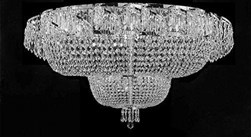 Flush French Empire Crystal Chandelier Lighting H 27" X W 36" - A93-Flush/Cs/928/32