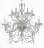 Swarovski Crystal Trimmed Chandelier Murano Venetian Style All-Crystal Chandelier - A46-Silver/4/385/6+6 Sw