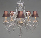 Swarovski Crystal Trimmed Chandelier Crystal Chandelier And Black Shades H25" X W24" - A46-Blackshades/385/5Sw