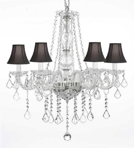 Crystal Chandelier Lighting With Black Shades H25" X W24" - G46-Blackshades/B26/384/5