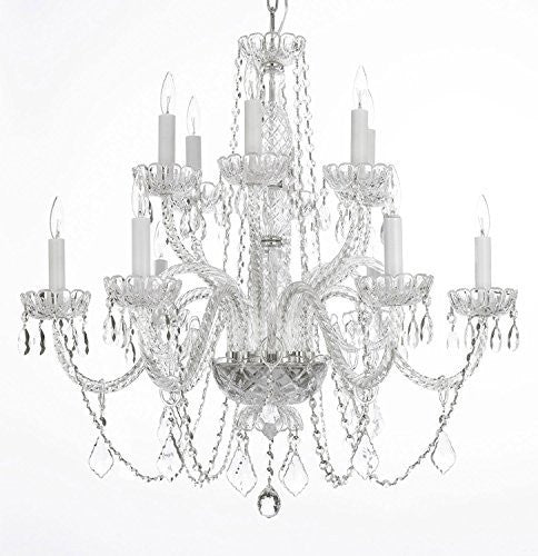 Swarovski Crystal Trimmed Chandelier Chandelier Lighting Crystal Chandeliers H27" X W32" - Go-A46-385/6+6B Sw