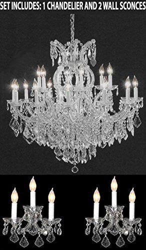 Three Piece Lighting Set - Crystal Chandelier And 2 Wall Sconces - 1Ea Cs/1/21510/15+1 2Ea Cs/2813/3