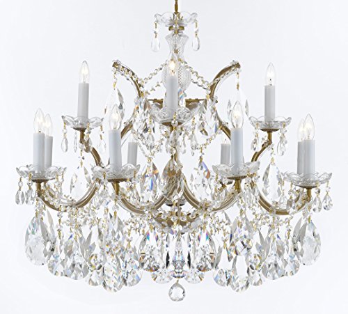 Swarovski Crystal Trimmed Maria Theresa Chandelier Crystal Lighting Chandeliers Lights Fixture Pendant Ceiling Lamp for Dining room, Entryway , Living room With Large, Luxe Crystals! H22" X W28" - A83-B89/21532/12+1SW