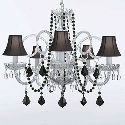 Chandelier Lighting Empress Crystal(Tm) With Black Color Crystal And Shades - A46-Blackb2/Blackshades/385/5