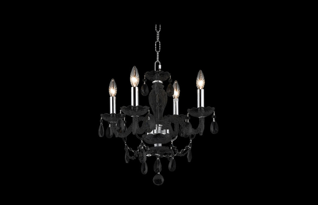 C121-7834D17B-JT/RC - Regency Lighting: Princeton 4 light Black Pendant Jet (Black) Royal Cut Crystal