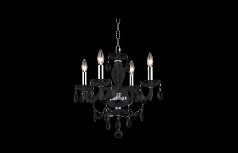 C121-7834D17B-JT/RC - Regency Lighting: Princeton 4 light Black Pendant Jet (Black) Royal Cut Crystal