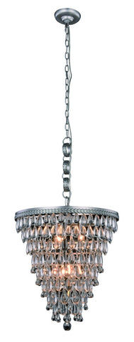 ZC121-1219D18AS/RC - Urban Classic: Nordic 5 light Antique Silver Pendant Clear Royal Cut Crystal