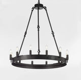 Set of 2 - Wrought Iron Vintage Barn Metal Castile One Tier Chandelier Chandeliers Industrial Loft Rustic Lighting W 26" H 27" - 2EA G7-3428/12