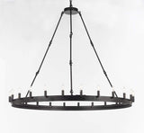 Set of 2-1 Wrought Iron Vintage Barn Metal Castile Two Tier Chandelier W 63" H 60" & 1 Wrought Iron Vintage Barn Metal Castile One Tier Lighting W 50" H 48" Great for The Living Room, Family Room & More - 1EA G7-3428/54 + 1EA G7-3428/24