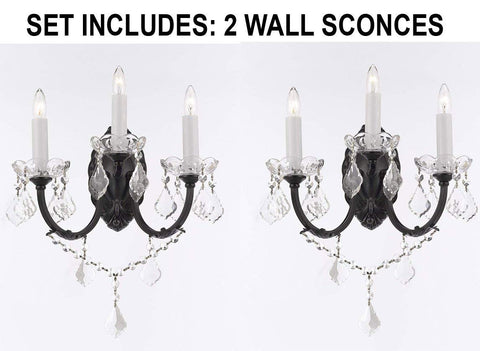 Set of 2-2 Wrought Iron Wall Sconce Crystal Lighting W 11.5" H 14" D 17" - 2EA G83-3/556