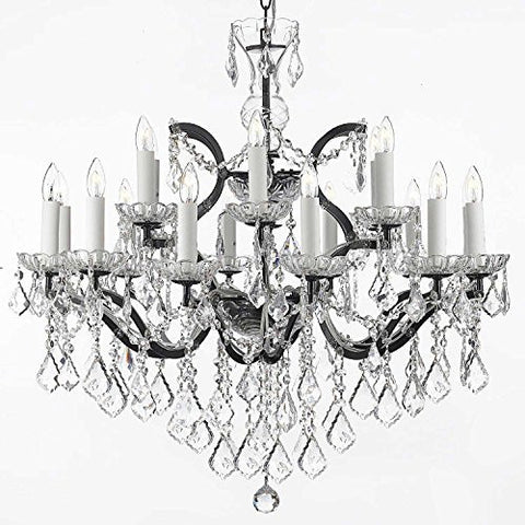 Swarovski Crystal Trimmed Chandelier 19Th C. Baroque Iron & Crystal Chandelier Lighting H 28" X W 30" - A83-995/18Sw