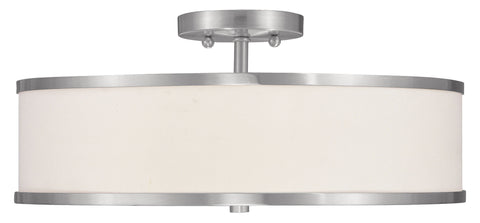 Livex Park Ridge 3 Light Brushed Nickel Ceiling Mount - C185-6352-91