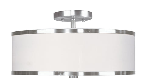 Livex Park Ridge 3 Light Brushed Nickel Ceiling Mount - C185-6368-91