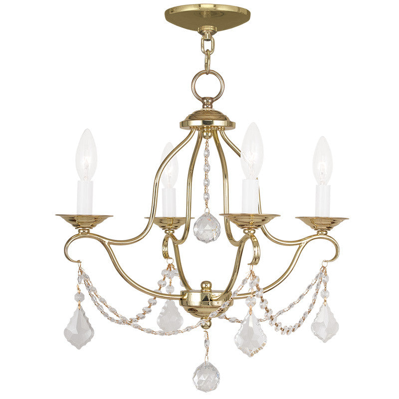 Livex Chesterfield 4 Light Polished Brass Mini Chandelier - C185-6424-02