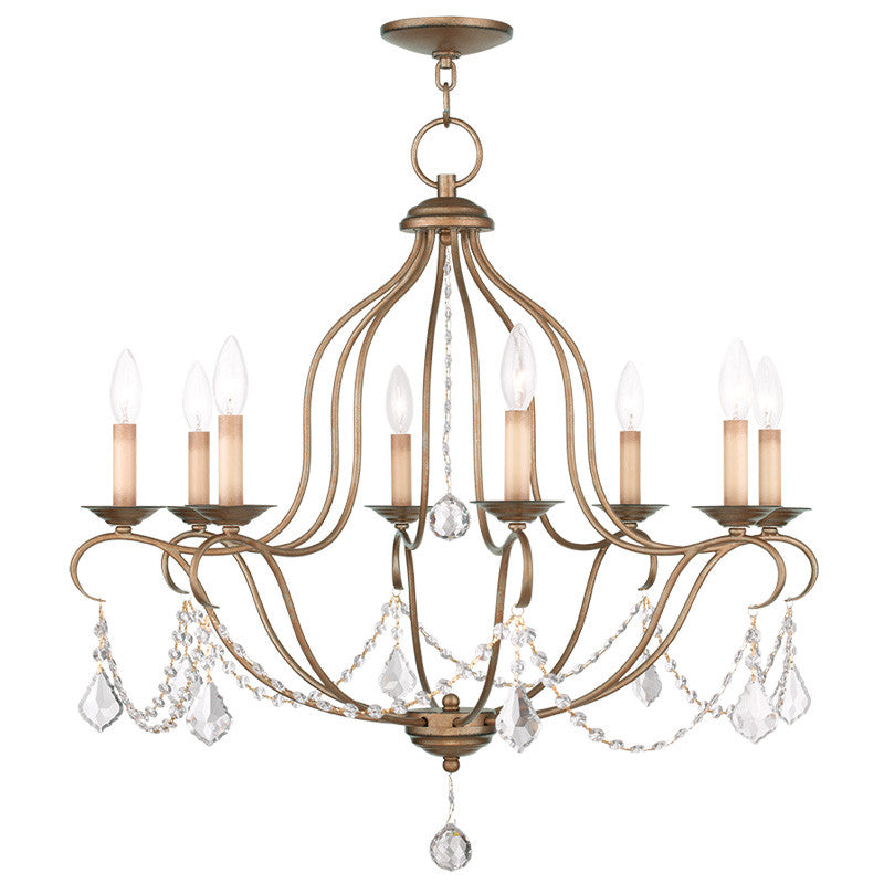 Livex Chesterfield 8 Light Antique Gold Leaf Chandelier - C185-6427-48