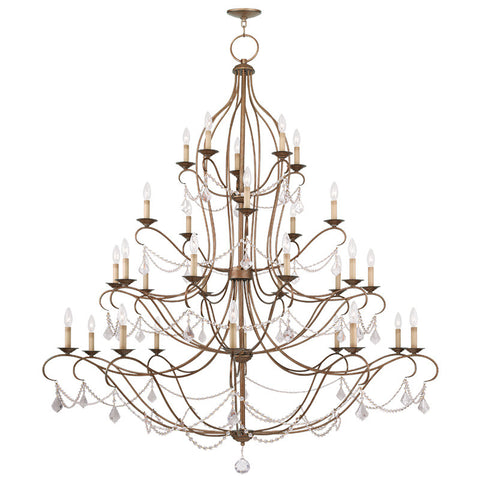 Livex Chesterfield 30 Light Antique Gold Leaf Chandelier - C185-6459-48