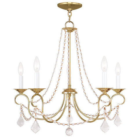 Livex Pennington 5 Light Polished Brass Chandelier - C185-6515-02