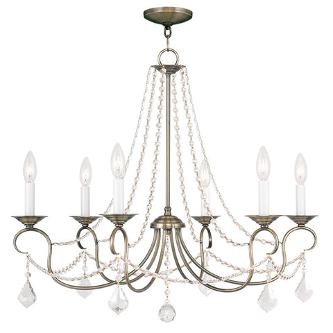 Livex Pennington 6 Light Antique Brass Chandelier - C185-6516-01