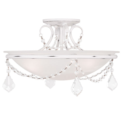 Livex Chesterfield/Pennington 3 Light Antique White Ceiling Mount - C185-6524-60