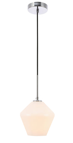 ZC121-LD2257C - Living District: Gene 1 light Chrome and Frosted white glass pendant