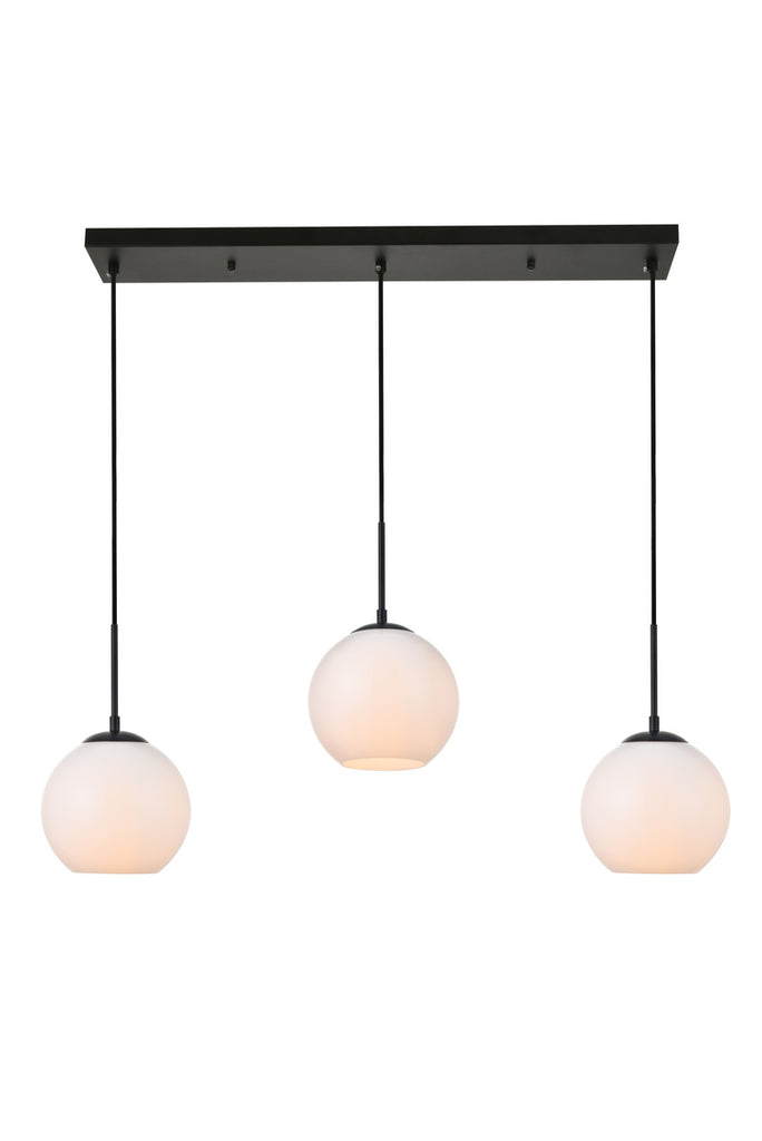 ZC121-LD2237BK - Living District: Baxter 3 Lights Black Pendant With Frosted White Glass