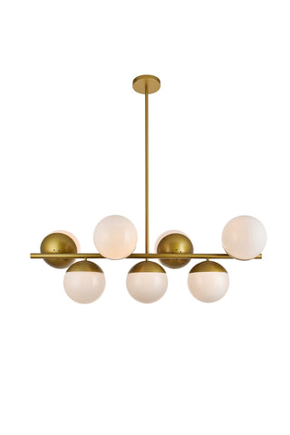 ZC121-LD6138BR - Living District: Eclipse 7 Lights Brass Pendant With Frosted White Glass