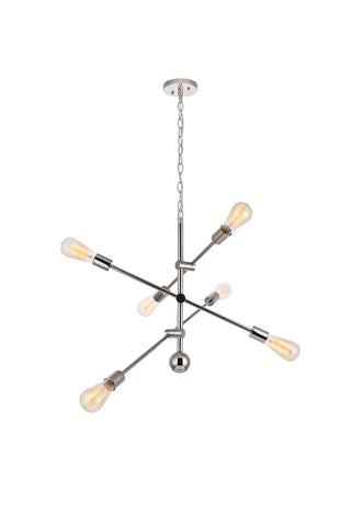 ZC121-LD8007D29PN - Living District: Axel 6 Lights Polished Nickel Pendant