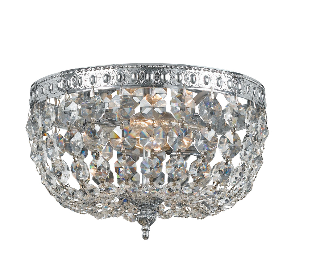 2 Light Chrome Traditional Ceiling Mount Draped In Clear Swarovski Strass Crystal - C193-708-CH-CL-S