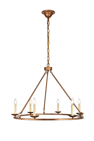 ZC121-LD6010D32G - Living District: Maine Collection Chandelier D32.4 H23.25 Lt:6 Vintage Gold Finish