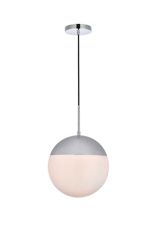 ZC121-LD6040C - Living District: Eclipse 1 Light Chrome Pendant With Frosted White Glass