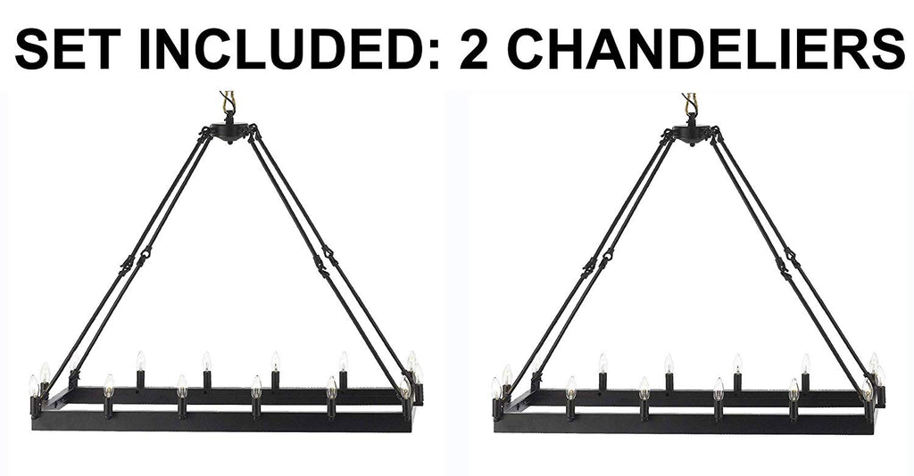 Set of 2 - Wrought Iron Vintage Barn Metal Castile Chandelier Chandeliers Industrial Loft Rustic Lighting - 2EA G7-3429/14