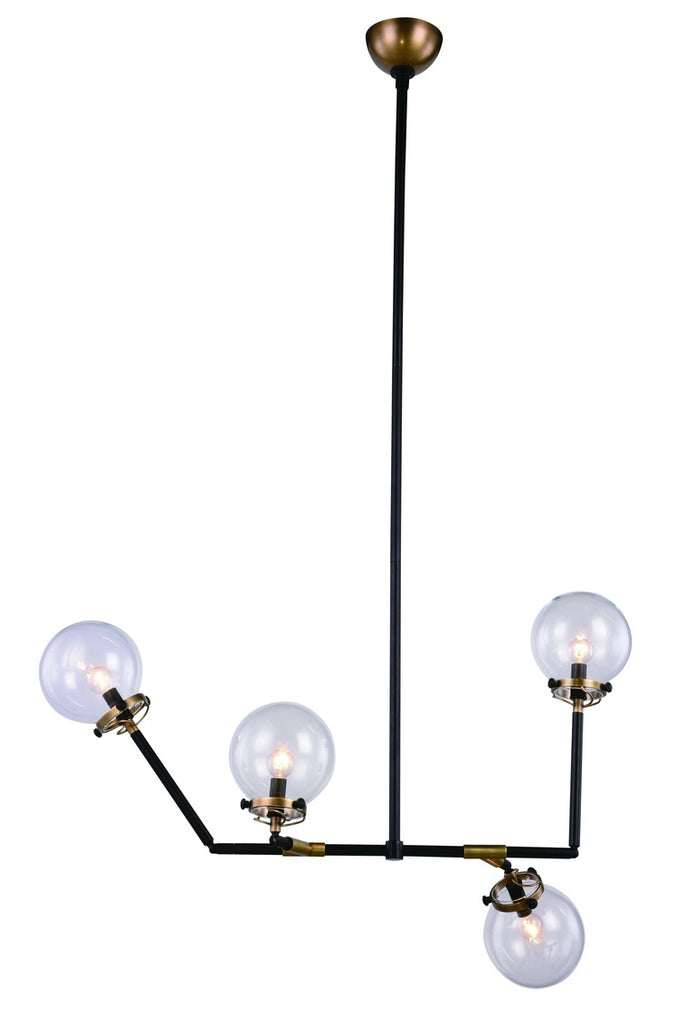 ZC121-1507G50BB - Urban Classic: Leda 4 light Burnished Brass&Flat Black Chandelier