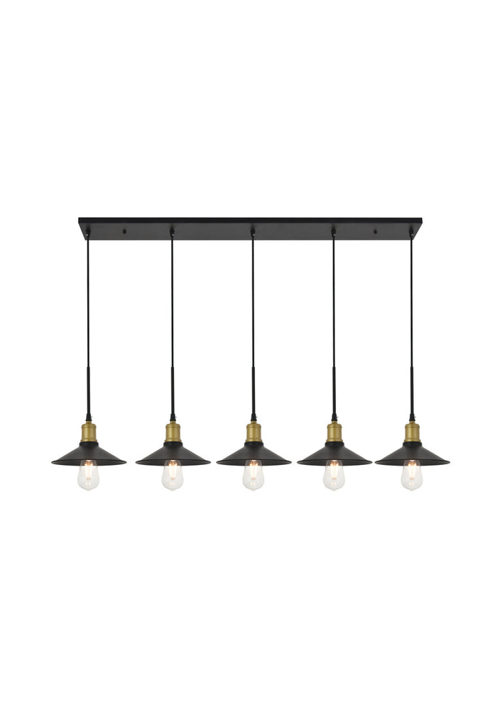 ZC121-LD4033D49BRB - Living District: Etude 5 light brass and black Pendant