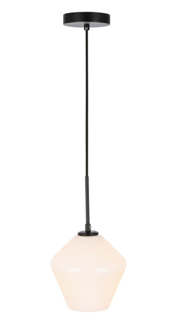 ZC121-LD2257BK - Living District: Gene 1 light Black and Frosted white glass pendant