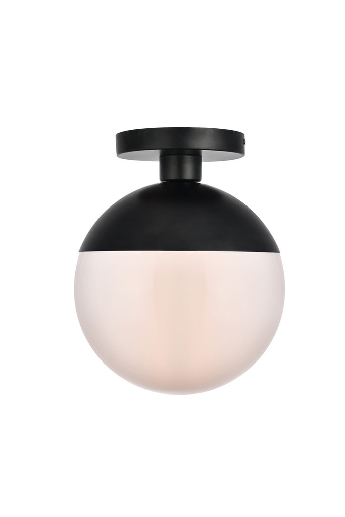 ZC121-LD6062BK - Living District: Eclipse 1 Light Black Flush Mount With Frosted White Glass