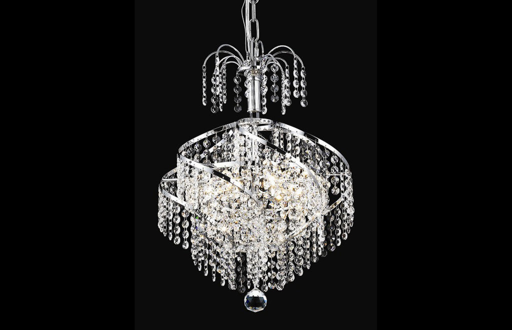 C121-8052D14C/RC - Regency Lighting: Spiral 3 light Chrome Pendant Clear Royal Cut Crystal