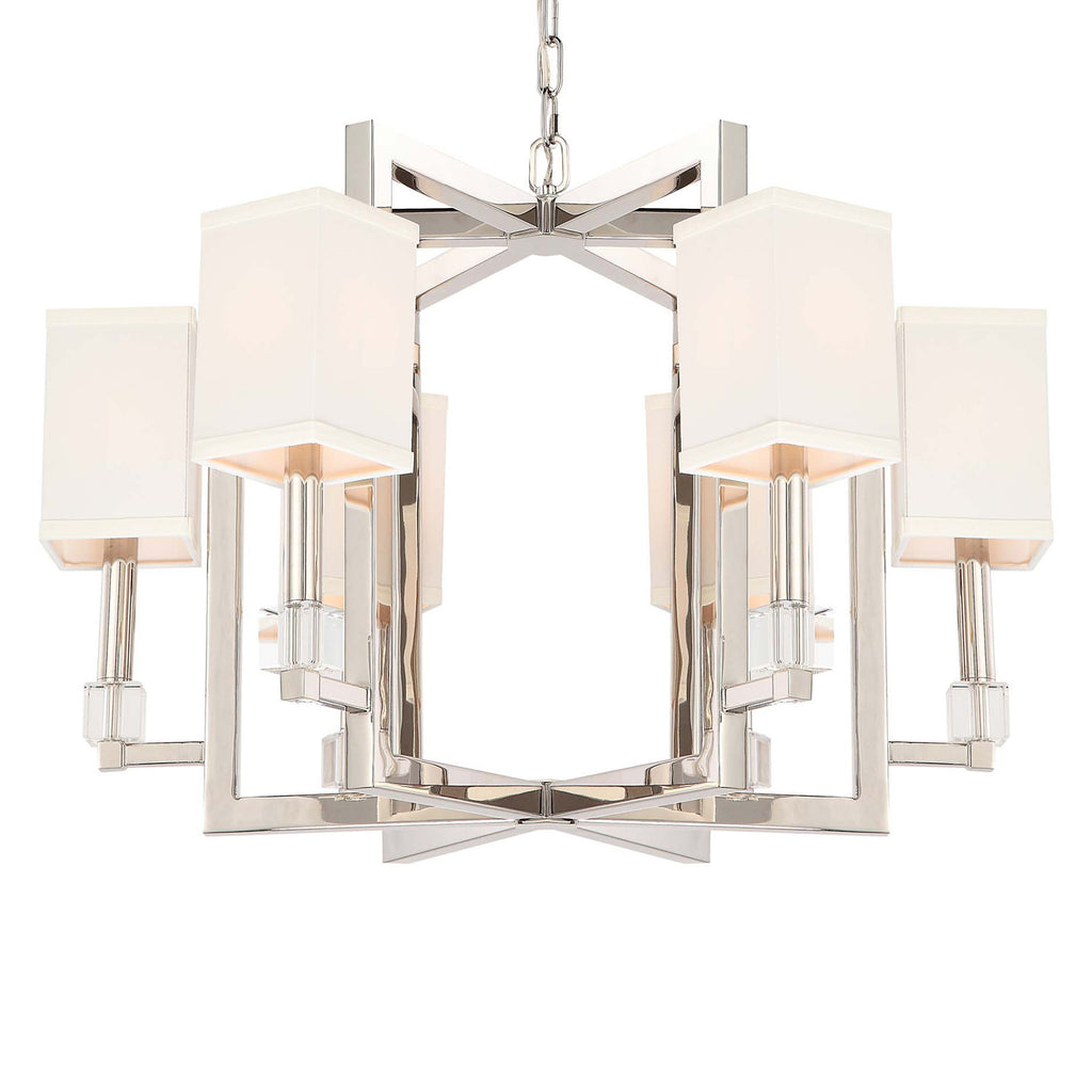 6 Light Polished Nickel Modern Chandelier Draped In Crystal Cubes - C193-8886-PN