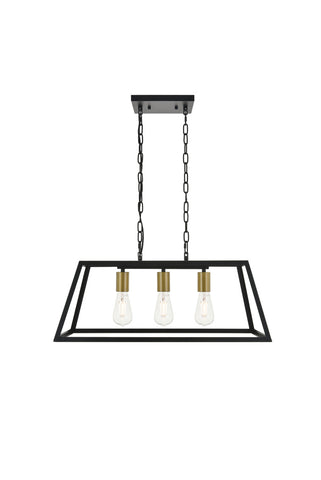 ZC121-LD4061D25BRB - Living District: Resolute 3 light brass and black Pendant