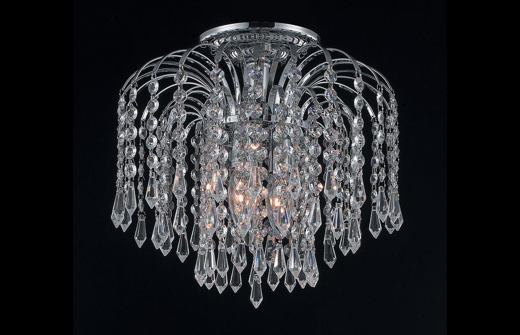 C121-6801F12C/RC - Regency Lighting: Falls 3 light Chrome Flush Mount Clear Royal Cut Crystal