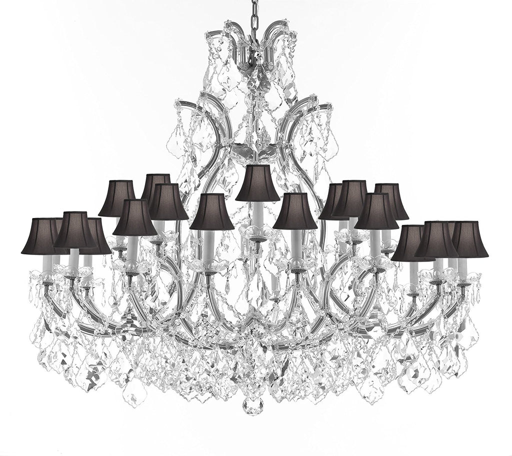 Swarovski Crystal Trimmed Chandelier Lighting Chandeliers H41" XW46" Great for the Foyer, Entry Way, Living Room, Family Room and More w/Black Shades - A83-B62/CS/BLACKSHADES/52/2MT/24+1SW