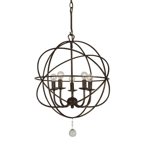 5 Light English Bronze Industrial Mini Chandelier - C193-9224-EB