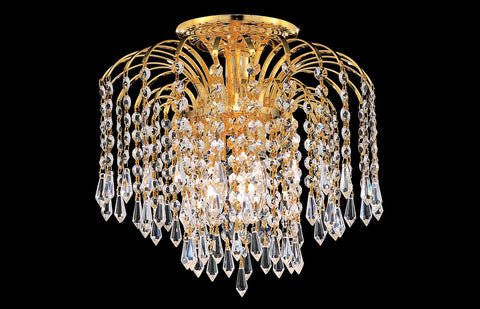 C121-6801F16G/RC - Regency Lighting: Falls 4 light Gold Flush Mount Clear Royal Cut Crystal