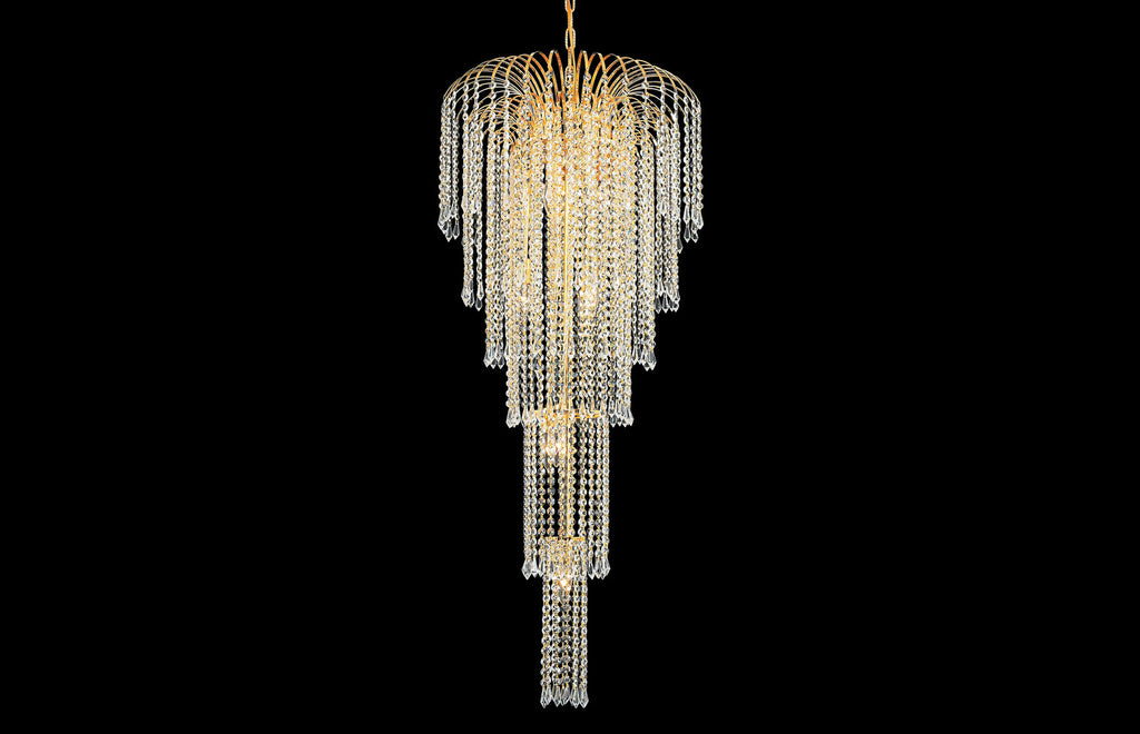 C121-6801G21G/EC - Regency Lighting: Falls 9 light Gold Chandelier Clear Elegant Cut Crystal