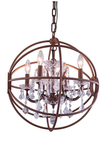 C121-1130D20RI/RC By Elegant Lighting - Geneva Collection Intent Finish 5 Lights Pendant lamp